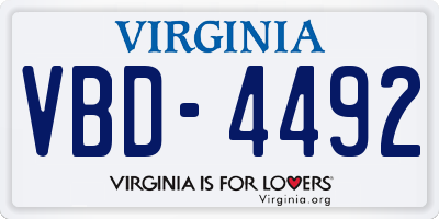 VA license plate VBD4492