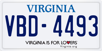 VA license plate VBD4493