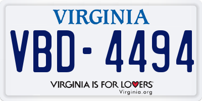 VA license plate VBD4494