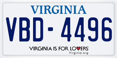 VA license plate VBD4496