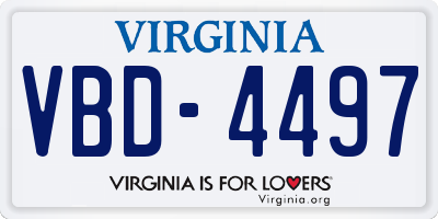 VA license plate VBD4497