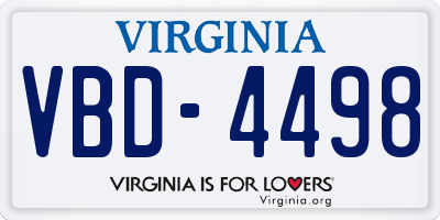 VA license plate VBD4498