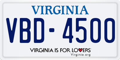 VA license plate VBD4500
