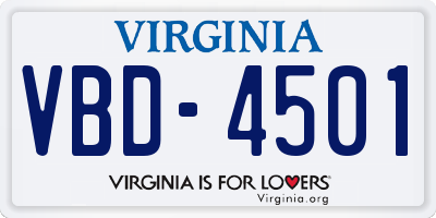 VA license plate VBD4501