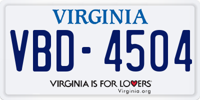 VA license plate VBD4504