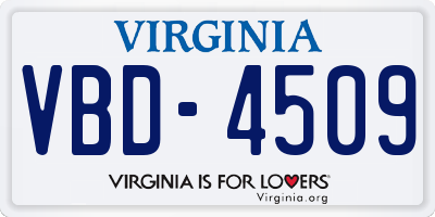 VA license plate VBD4509