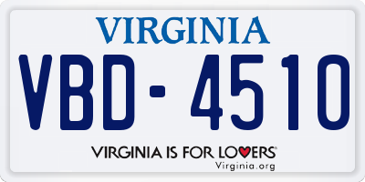 VA license plate VBD4510