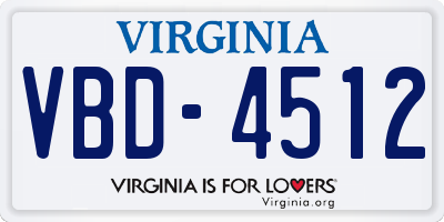 VA license plate VBD4512