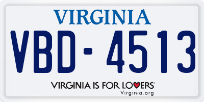 VA license plate VBD4513