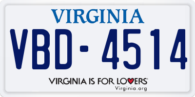 VA license plate VBD4514
