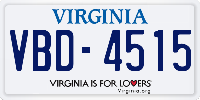 VA license plate VBD4515