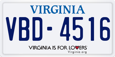 VA license plate VBD4516