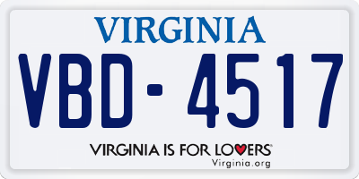 VA license plate VBD4517
