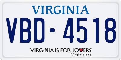 VA license plate VBD4518