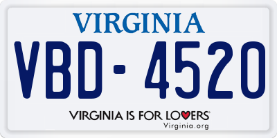 VA license plate VBD4520