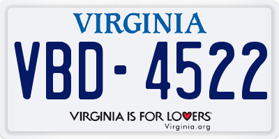 VA license plate VBD4522