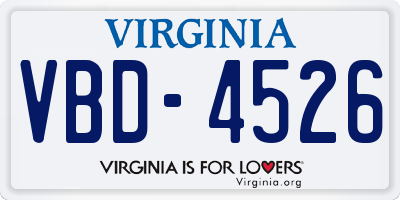 VA license plate VBD4526