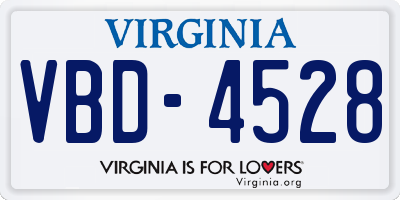 VA license plate VBD4528
