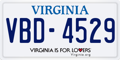 VA license plate VBD4529