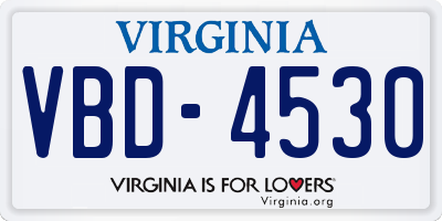 VA license plate VBD4530