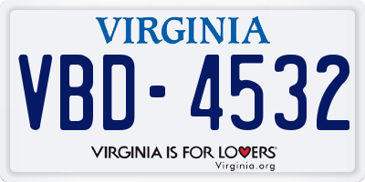 VA license plate VBD4532