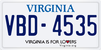 VA license plate VBD4535