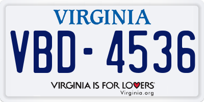 VA license plate VBD4536
