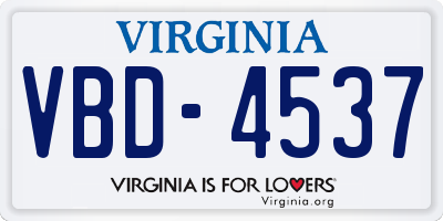 VA license plate VBD4537