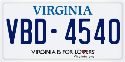 VA license plate VBD4540