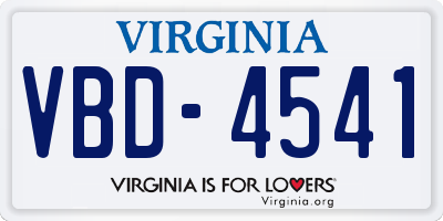 VA license plate VBD4541