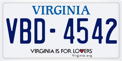 VA license plate VBD4542