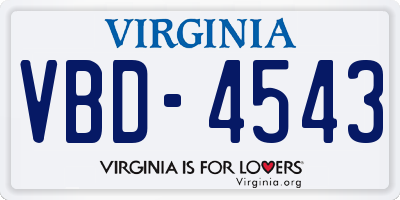 VA license plate VBD4543