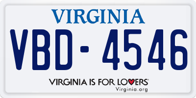 VA license plate VBD4546