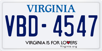 VA license plate VBD4547