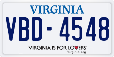 VA license plate VBD4548