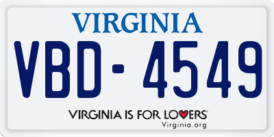 VA license plate VBD4549