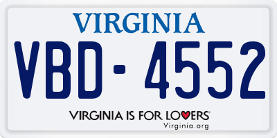 VA license plate VBD4552