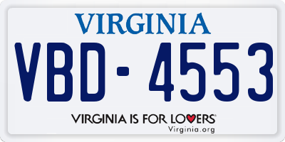 VA license plate VBD4553