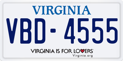 VA license plate VBD4555