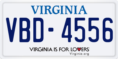 VA license plate VBD4556