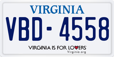 VA license plate VBD4558