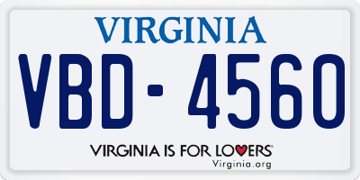 VA license plate VBD4560