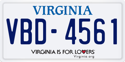 VA license plate VBD4561