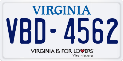 VA license plate VBD4562