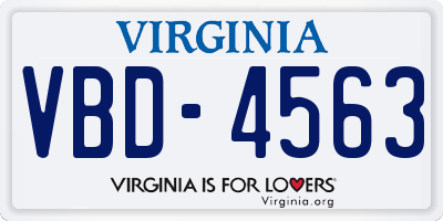 VA license plate VBD4563