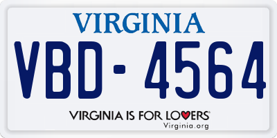VA license plate VBD4564