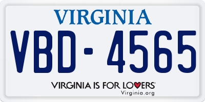 VA license plate VBD4565