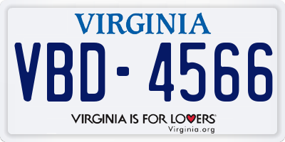 VA license plate VBD4566