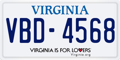 VA license plate VBD4568