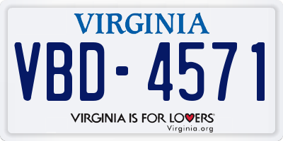 VA license plate VBD4571
